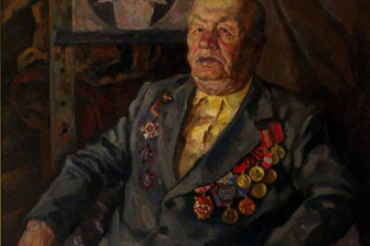 Сергей Яковлевич Благонравов – Ветеран ВОВ. 1987. Холст, масло.120х100. ВОКГ